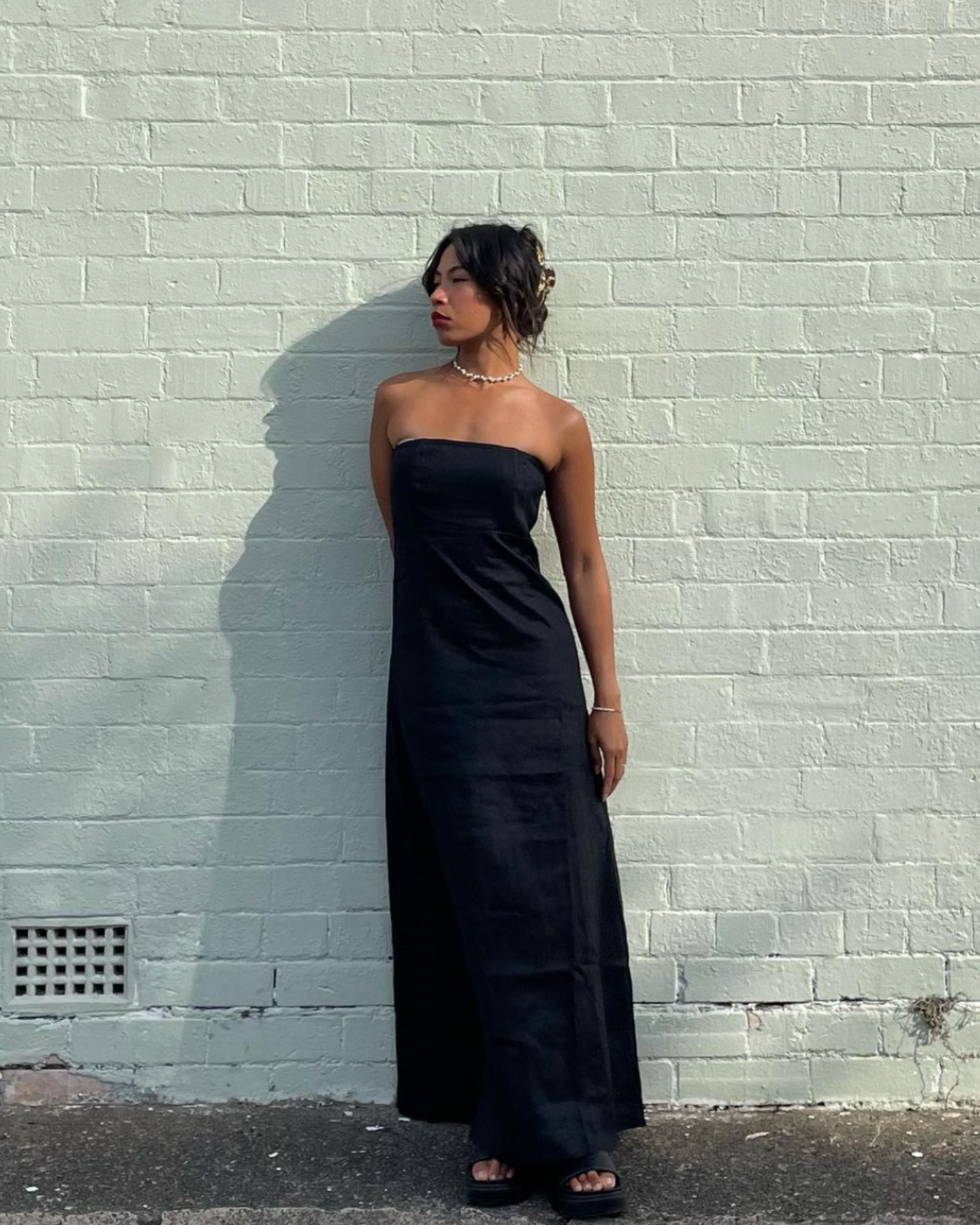 Long black 2025 strapless maxi dress