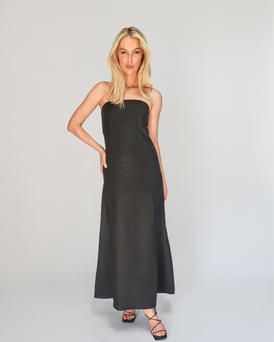 Linen Strapless Maxi Dress – Sotto Brand